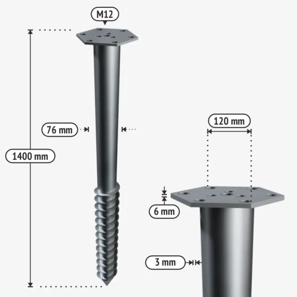 Skruvpali pamati M1400